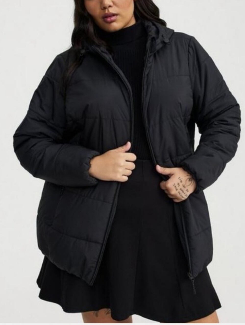 Torrid Black Hooded Puffer Coat Size 5